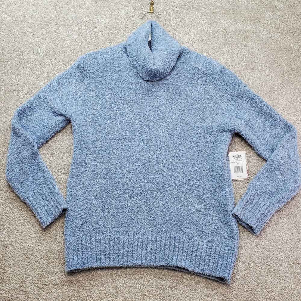 Pink Republic Sweater‎ Womens M Sterling Blue Popcorn Knit Turtleneck Pull Over